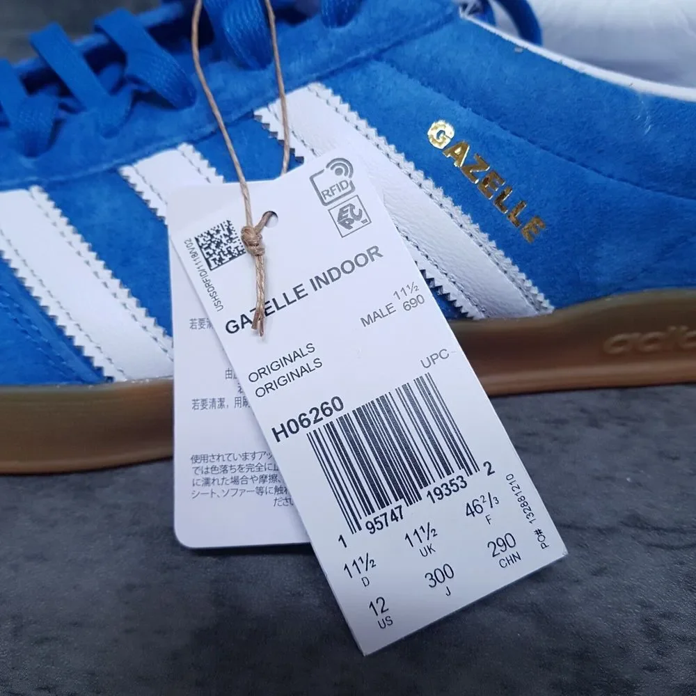 ADIDAS Gazelle Indoor Originals Casual Shoes Mens 12 Blue Bird Gum H06260‎ Nby